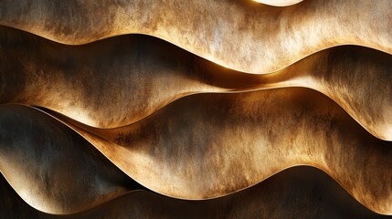 Abstract Gold Waves Textured Background