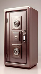 Closed Metal Safe with Combination Lock and Handle Stands Securely on a Solid Surface.