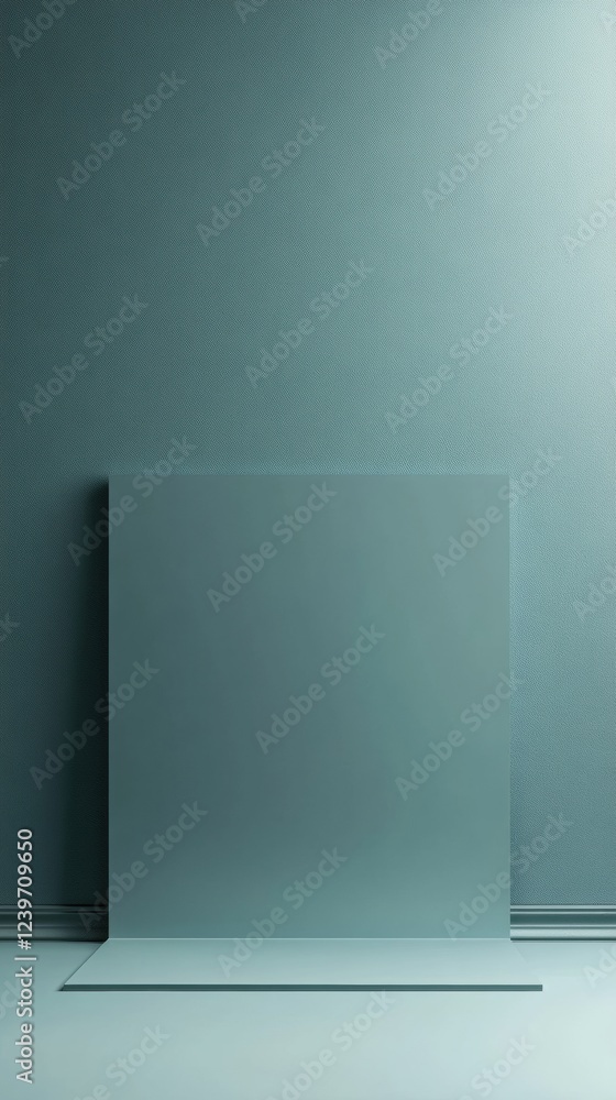 Poster Subtle interplay of light and shadows in a minimalistic interior showcasing a smooth surface and concrete wall. Generative AI