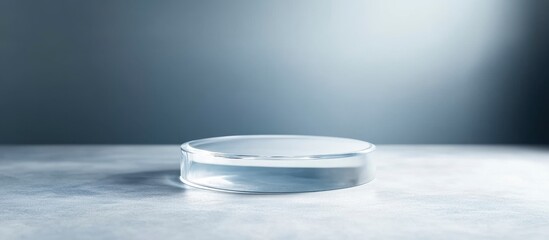 Minimalist Clear Acrylic Podium on Grey Surface
