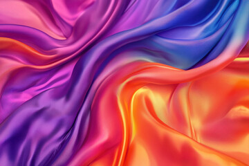 Fototapeta premium Close-up of smooth silk fabric swirled in a dynamic abstract pattern of warm colors