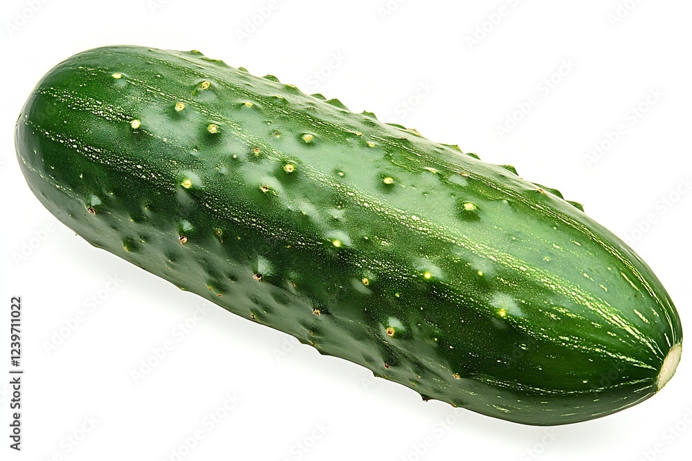 Poster juicy green cucumber with unique features on clean background suitable for healthy meal preparations