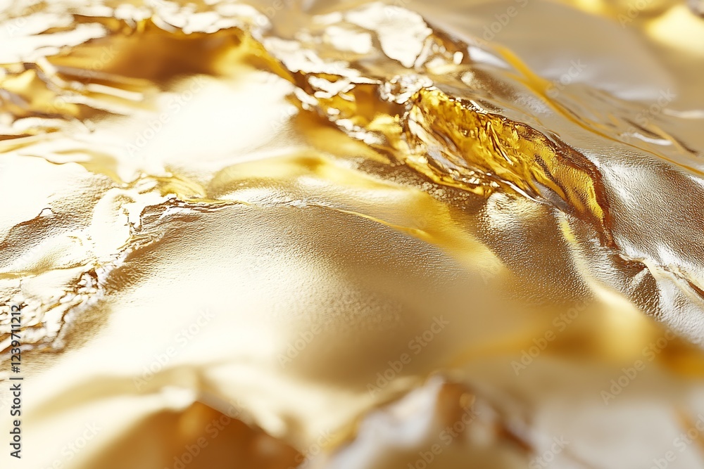 Poster glossy close up of textured gold foil with shiny surface and intriguing patterns : generative ai