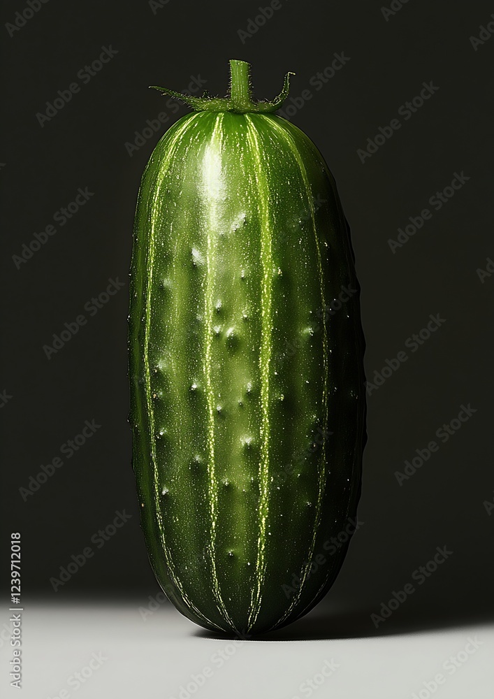 Poster Organic Cucumber on a Soft Colored Background with Highlighted Texture : Generative AI
