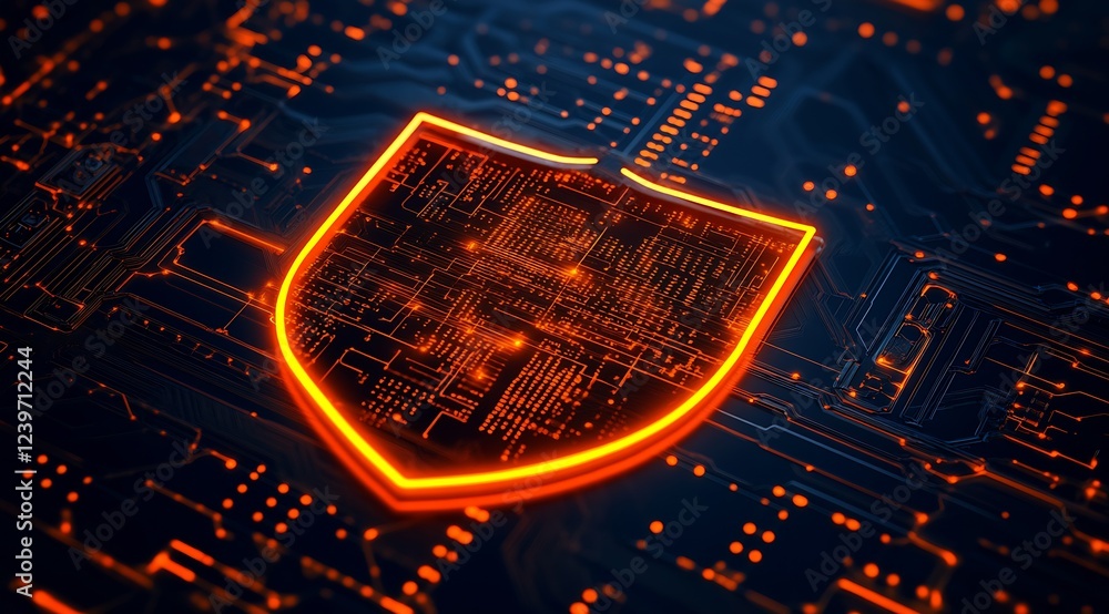 Aufkleber Shield Icon With Circuit Patterns Illustrating Advanced Cybersecurity Concepts : Generative AI