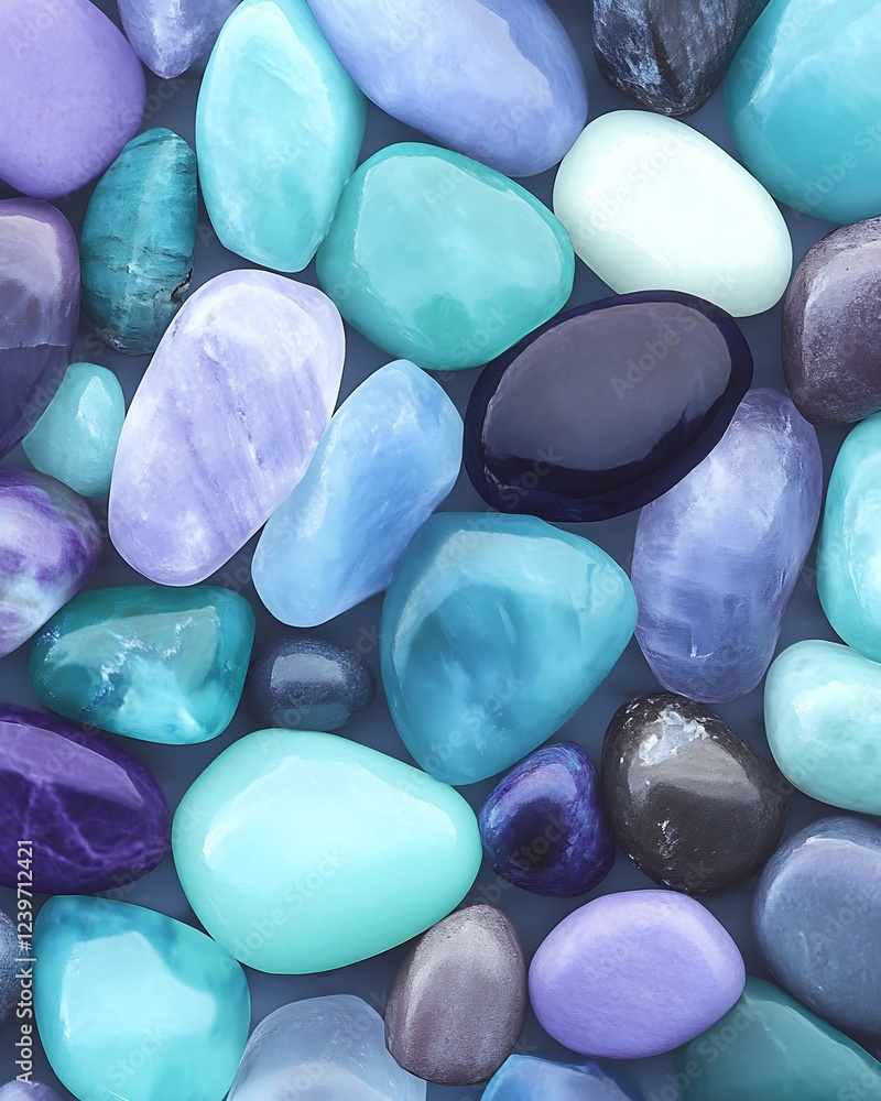 Aufkleber assorted colorful polished gemstones piled together in an artistic arrangement : generative ai