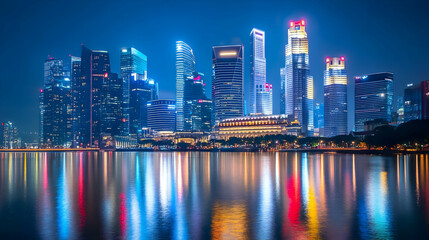 Fototapeta premium singapore city skyline at night