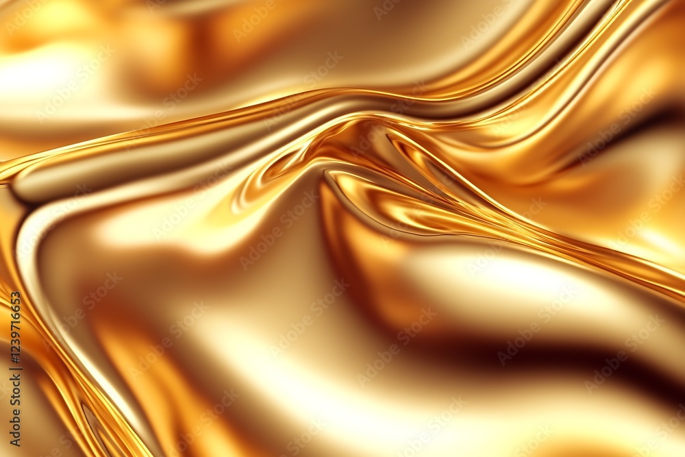 Aufkleber dazzling golden fabric with rich textured waves and soft light reflectivity for elegant decor : gene