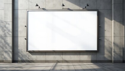 Blank Billboard Mounted On Concrete Wall