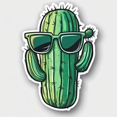 Sticker of a cool cactus with sunglasses