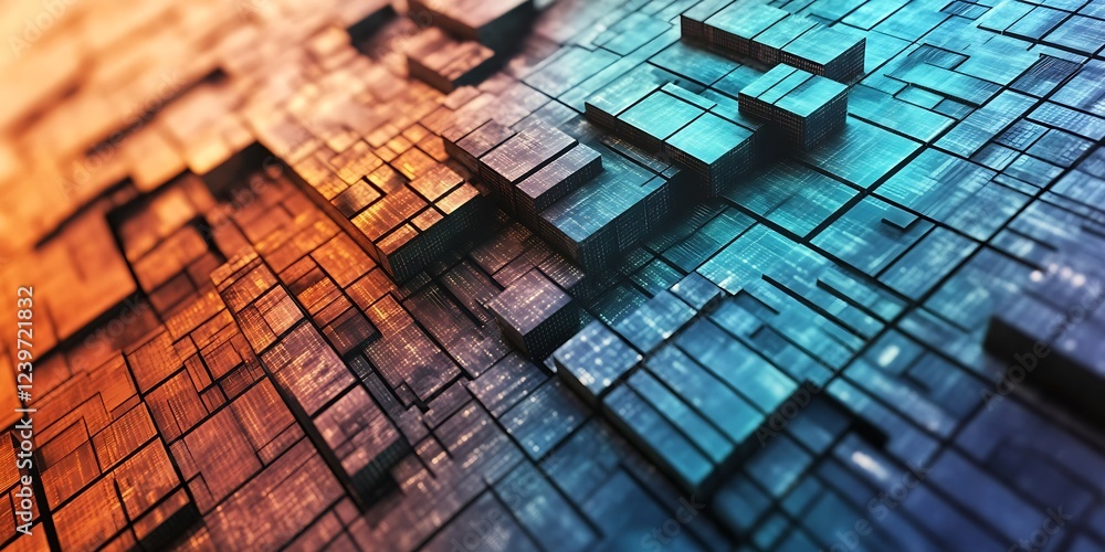 Poster Textured Abstract Background of Geometric Shapes and Colors with Light Effects : Generative AI