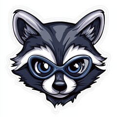 Sticker of a sneaky raccoon with a shiny mask