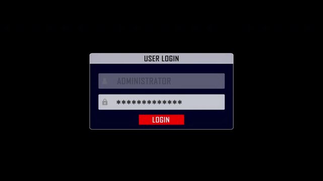 CONNECTION DOWN and User Login Interface Animation on Alpha Channel, Loop
