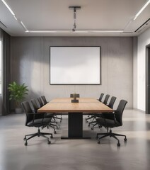 Empty conference room with a single poster on the wall ,  meeting,  office,  board
