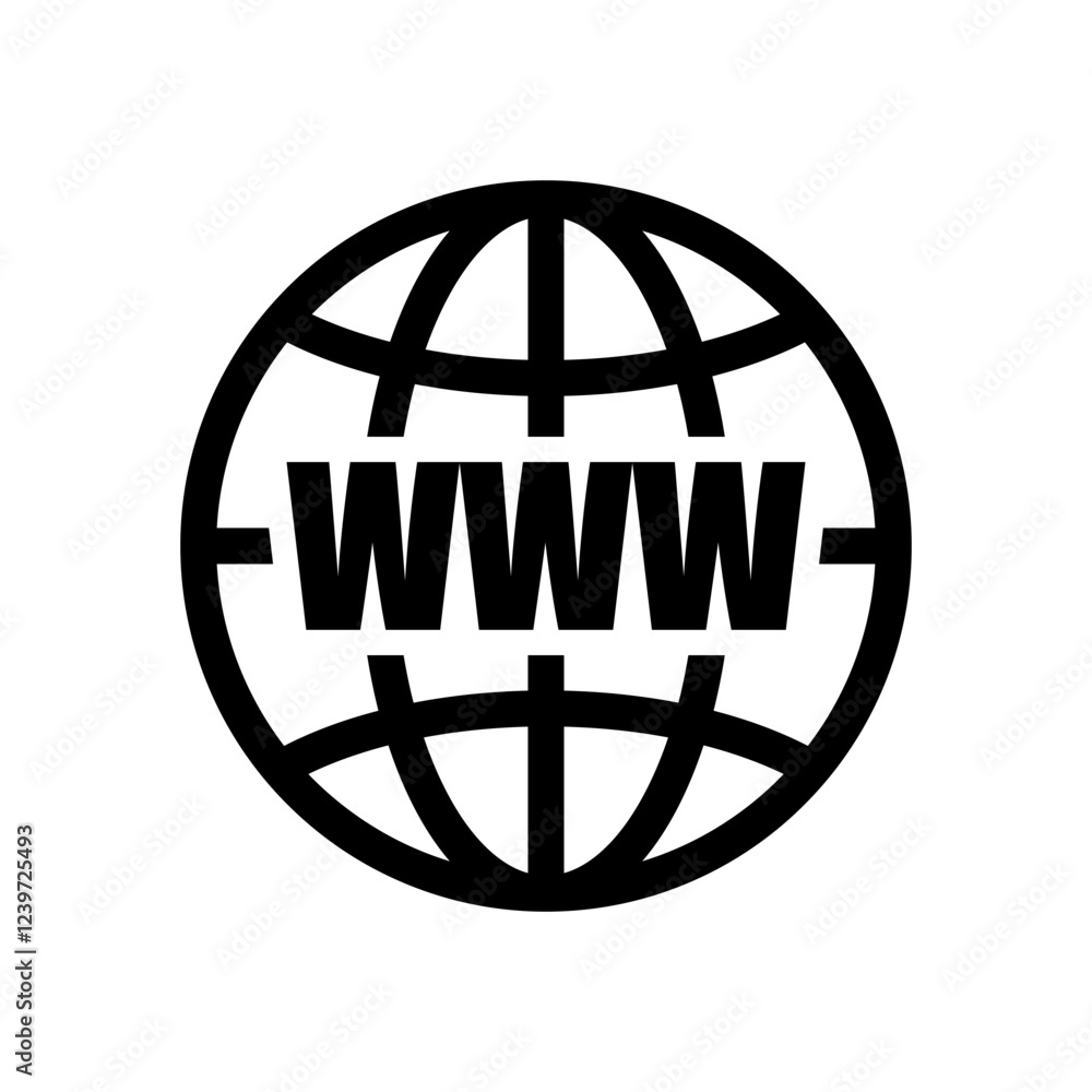 Poster www globe icon. global web shape. internet domain symbol. worldwide planet sign.