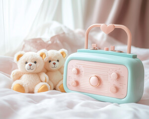 クマのぬいぐるみとラジオ