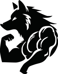 Graphic Mascot Vector Image of a wolf boxer. Logos for sport athletic club. Coat of Arms for the gym or sports shop. Wolf head. Vector illustration