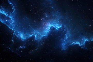 Galactic blue nebula with an intricate network of glowing gaseous clouds