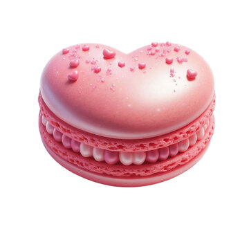 pink macaroon shape heart isolated on transparent background symbolizing love and romance for Valentine's Day celebration, png