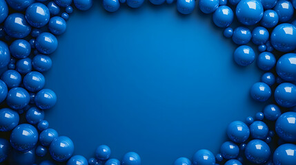 Fototapeta premium A series of blue beads arranged in a perfect circle, surrounded by soft blue tones, creating a peaceful design.