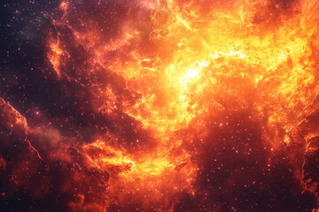Obraz premium Fiery cosmic nebula bursting with plasma and stellar energy