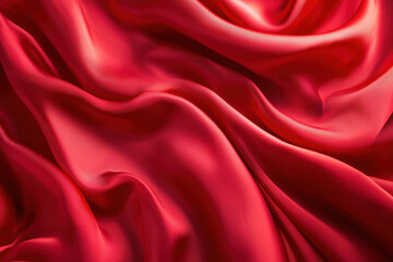Obraz premium Elegant draped red satin with glossy waves and rich, silky textures