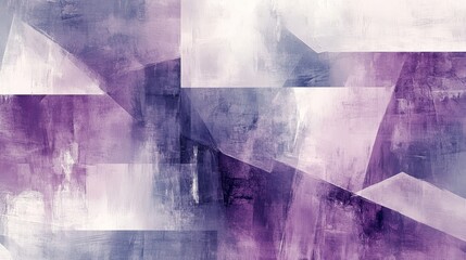 Abstract Purple and White Geometric Painting