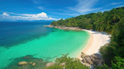Fototapeta premium Vibrant Turquoise Tropical Beach Idyllic Summer Seascape