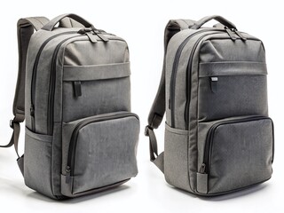 Fototapeta premium Grey Backpack with Front and Side Views