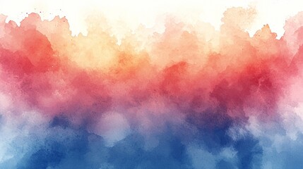Fototapeta premium A Stunning Watercolor Depiction of a Vibrant Red and Blue Sky Captivating the Emotion of Nature in Artistic Expression
