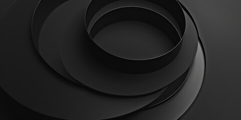A refined and pure minimalist visual against a jet-black backdrop, Centralized thin intersecting shapes and light wave lines, Contemporary minimalist style