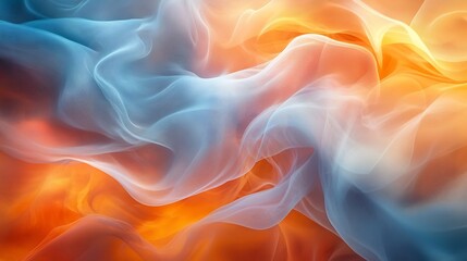Obraz premium Abstract swirling smoke blue orange vibrant colors. AI Generated