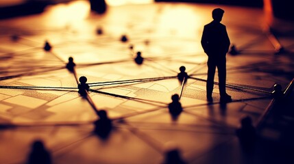  Mysterious detective investigation board with intricate web of connections. Dimly lit room and blurred background emphasize the shadowy figures and complex clues.