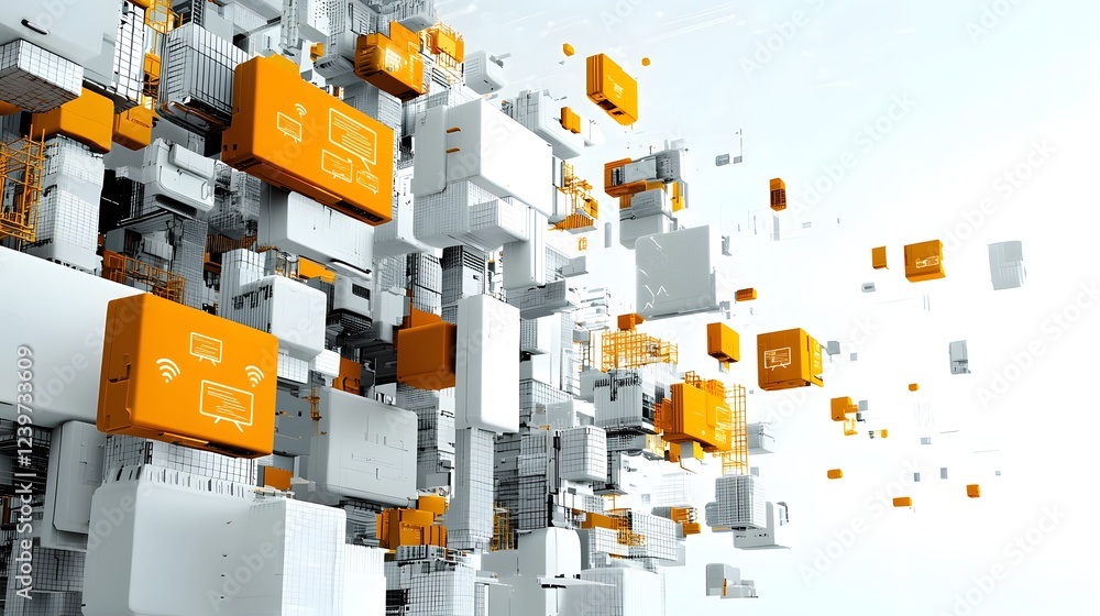 Poster A dynamic and futuristic cityscape with digital conversations and AI powered visualizations overlaying the skyline representing the convergence of technology and urban infrastructure in the future