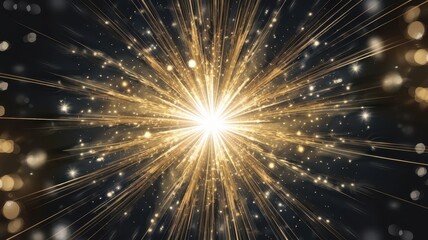 Fototapeta premium A stunning burst of golden light radiating from the center, creating a magical and celebratory atmosphere with sparkling particles.