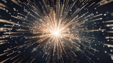 Obraz premium An explosion of golden sparks radiates outward, creating a dazzling display against a dark, mysterious background.