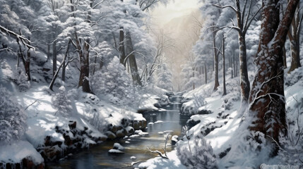 a park with snowy forests