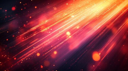 Obraz premium Fiery red streaks dramatically illuminate dark space glowing embers softly scattered. AI Generated