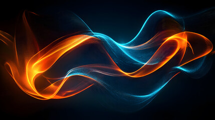 Obraz premium Fiery waves in vibrant red, orange, and blue hues, creating a striking and intense visual impact.