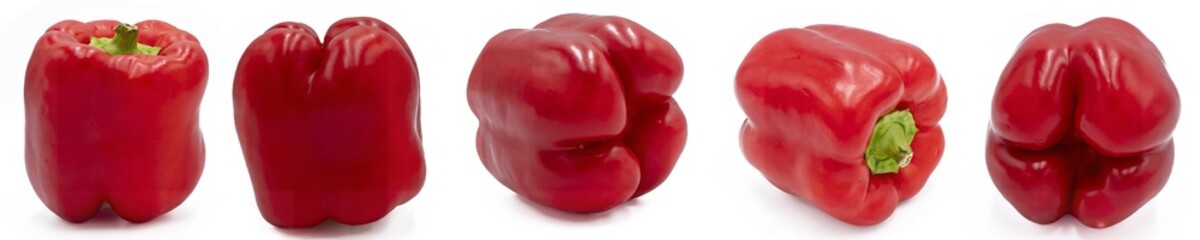 Juicy red sweet bell pepper close-up on a white background. Healthy eating. © Olha