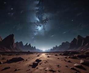 Galactic Landscape at Night with Shining Stars,  starry field,  celestial,  universe