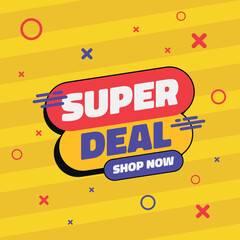 Modern super deal banner. Mega discount vector. composition with flat discount background template abstract vector