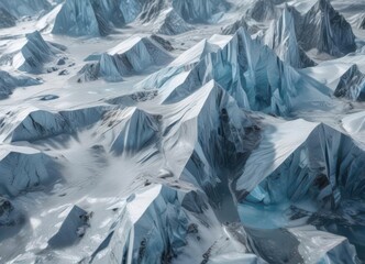 Glacial ice surface with intricate geometric patterns,  winter landscape,  frozen water,  icy surface