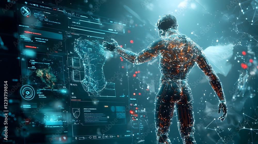 Poster Cyber inspired fintech security process with futuristic glowing digital interface and data visualization  Concept of innovative financial technology KYC Know Your Customer authentication