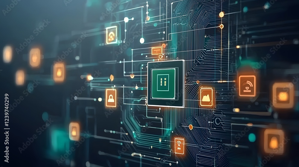 Leinwandbilder Dark Futuristic Digital Interface Showcasing Advanced Technology for Secure ID Verification and Document Authentication Processes  Cutting Edge Cybersecurity Concept for the Digital Future