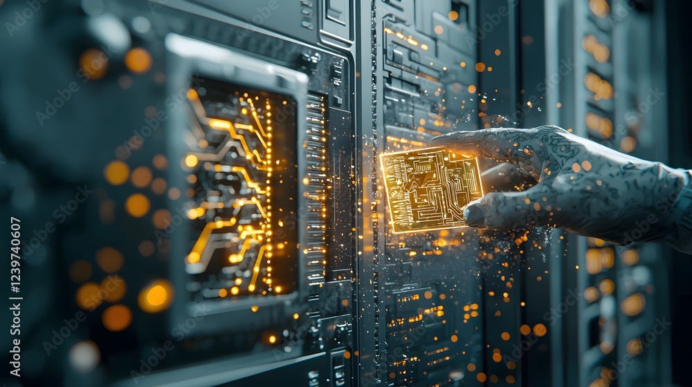 Fototapete Digital banking security system using advanced data protection identity verification biometric authentication and access control technologies to prevent identity fraud ensure financial compliance