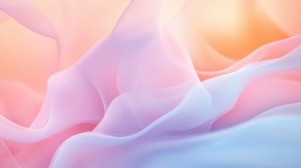 Obraz premium Pastel Pink, Blue, Peach Fabric Abstract Flowing Waves, Dreamy Background