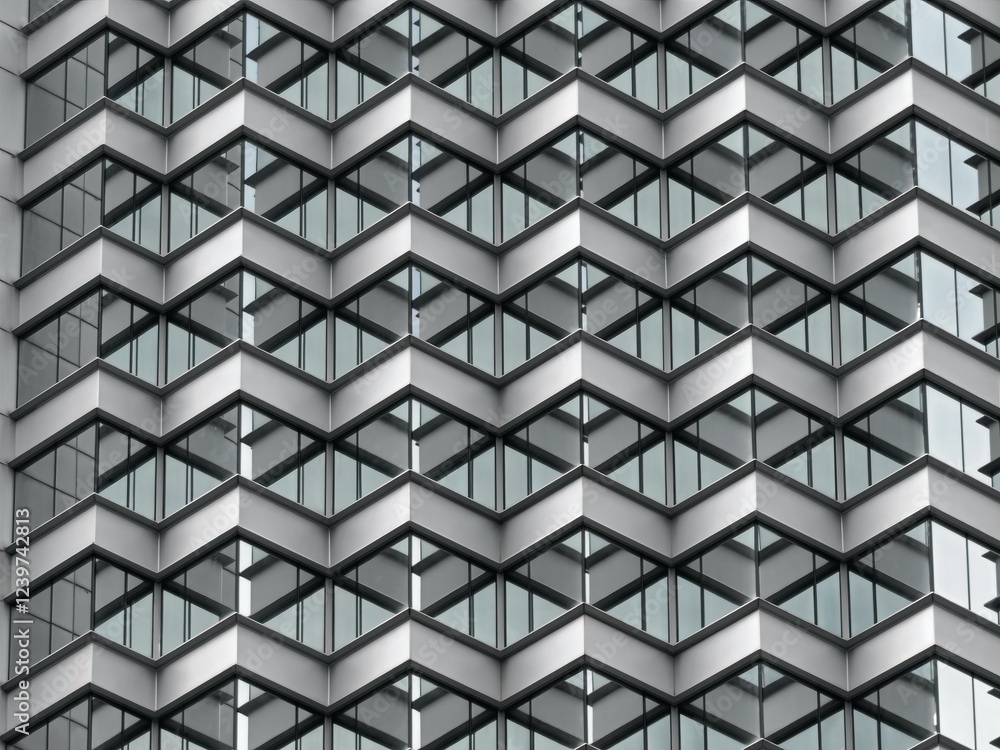 Aufkleber abstract geometric pattern of a modern building's facade. repeating shapes create a visually strikin