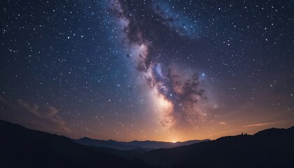 Fototapeta premium Majestic Milky Way Galaxy Over Silhouetted Mountains