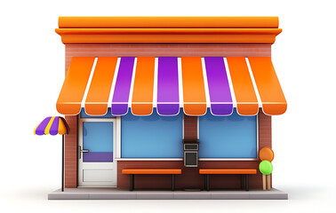 Cartoon style vector illustration of a model of a shop, restaurant, store, shop.